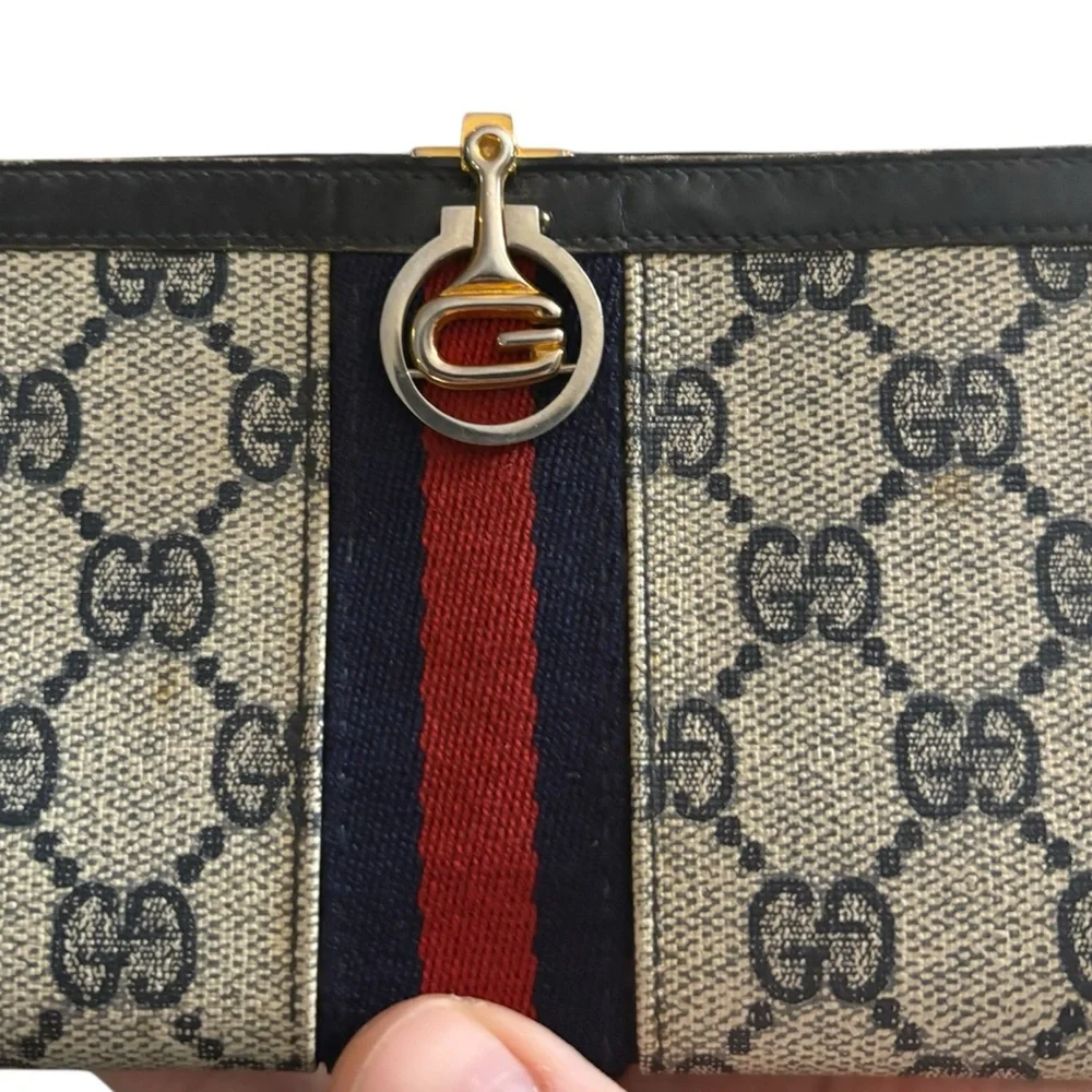 Gucci Beige GG Canvas Wallet with Red and Navy Web Stripe - Picture 4 of 9